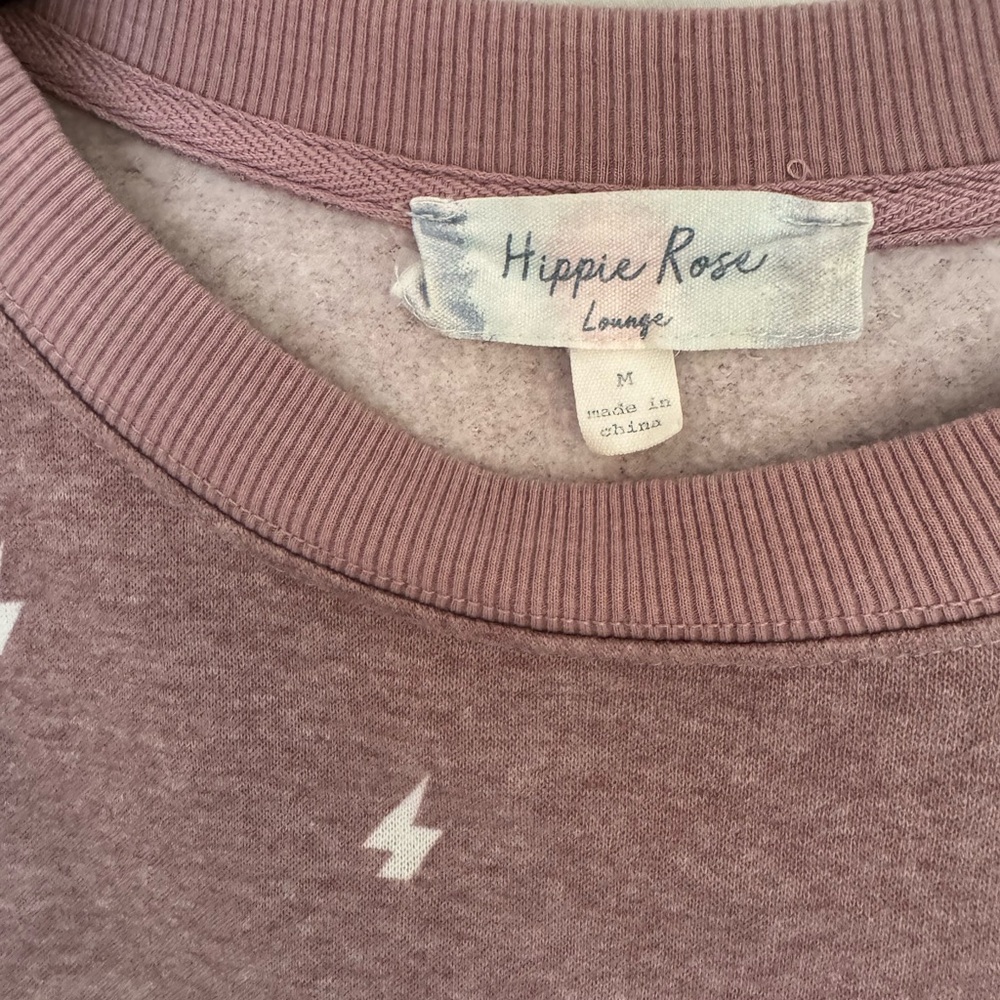 Hippie Rose Mauve Lightning Bolt Crop Sweatshirt - Picture 4 of 5